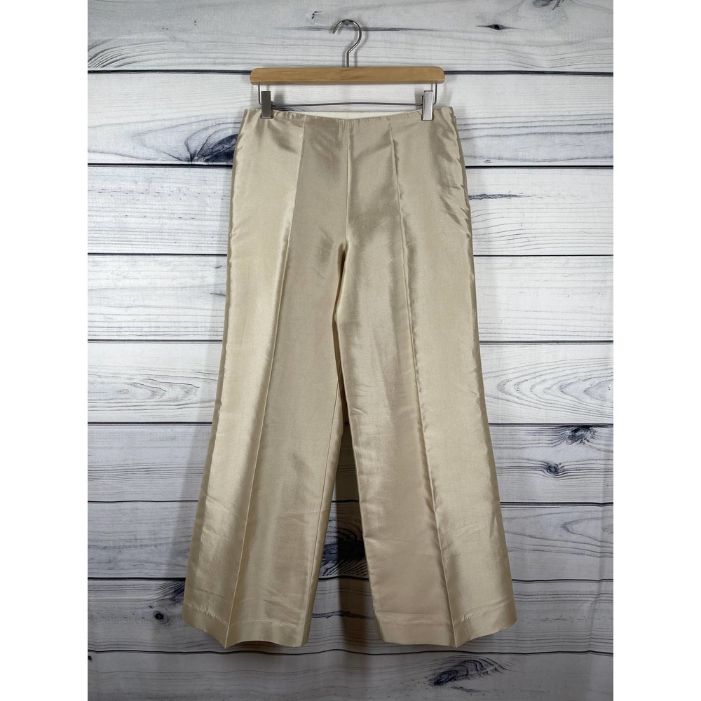 Ralph Lauren Black Label Wide Leg Cream Silk Side Zip Size 8 - Picture 5 of 8